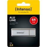 Intenso Alu Line USB-nøgle 64 GB USB Type-A 2.0 Sølv, USB-stik Sølv, 64 GB, USB Type-A, 2.0, 28 MB/s, Hætte, Sølv