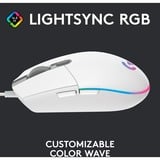 Logitech G203 Lightsync mus USB Type-A 8000 dpi, Gaming mus Hvid, USB Type-A, 8000 dpi, 1 ms, Hvid