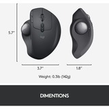 Logitech MX Ergo mus Højre hånd RF trådløs + Bluetooth Trackball 440 dpi Sort, Højre hånd, Trackball, RF trådløs + Bluetooth, 440 dpi, Grafit