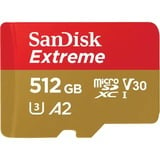 SanDisk Extreme 512 GB MicroSDHC UHS-I Klasse 10, Hukommelseskort 512 GB, MicroSDHC, Klasse 10, UHS-I, 190 MB/s, 130 MB/s