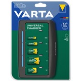 Varta 57648 101 401 batterioplader Husholdningsbatteri Vekselstrøm Sort, Nikkel-Metalhydrid (NiMH), 9v, AA, AAA, C, D