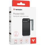 Verbatim Pocket SSD 1 TB USB Type-C 3.2 Gen 2 (3.1 Gen 2) Sort, Grå, Solid state-drev Sort/grå, 1 TB, USB Type-C, 3.2 Gen 2 (3.1 Gen 2), 1000 MB/s, 10 Gbit/sek., Sort, Grå