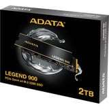 ADATA LEGEND 900 2 TB M.2 PCI Express 4.0 NVMe 3D NAND, Solid state-drev Sort/Guld, 2 TB, M.2, 7000 MB/s