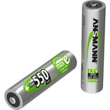Ansmann Blister 4 X Accu, AAA, 550 mAh AAA / HR03 Nikkel-Metalhydrid (NiMH), Batteri Grøn, AAA, 550 mAh, AAA / HR03, Nikkel-Metalhydrid (NiMH), 1,2 V, 550 mAh, Sølv