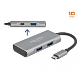 DeLOCK 63261 interface hub USB 3.2 Gen 2 (3.1 Gen 2) Type-C 10000 Mbit/s Sort, Grå, USB hub grå, USB 3.2 Gen 2 (3.1 Gen 2) Type-C, USB 3.2 Gen 2 (3.1 Gen 2) Type-A, USB 3.2 Gen 2 (3.1 Gen 2) Type-C, 10000 Mbit/s, Sort, Grå, Aluminium, 0,12 m
