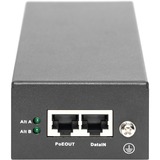 Digitus DN-95109 PoE adapter Gigabit Ethernet 56 V, PoE injektor Sort, Gigabit Ethernet, 10,100,1000 Mbit/s, IEEE 802.3bt, Sort, 100 m, Kortslutning