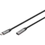 Digitus USB 3.2 Gen 1 forlængerledning, USB-C stik > USB-C hunstik Sort/Sølv