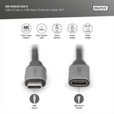 Digitus USB 3.2 Gen 1 forlængerledning, USB-C stik > USB-C hunstik Sort/Sølv