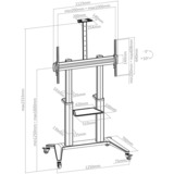 HAGOR BrackIT Stand HD XXL 3,05 m (120") Sort, Stand system Sort, 140 kg, 165,1 cm (65"), 3,05 m (120"), 1000 x 600 mm, 1250 - 1600 mm, -5 - 10°