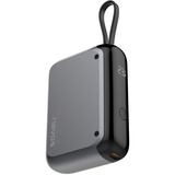 Nevox POWERBANK 10000mAh, integreret USB-C kabel, Power Bank grå