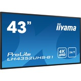 iiyama LH4352UHS-B1 skilte display Digital fladpaneldisplay 108 cm (42.5") IPS 4K Ultra HD Sort Indbygget processer Android 8.0, Offentlig visning Sort, 108 cm (42.5"), IPS, 3840 x 2160 pixel, 500 cd/m², 4K Ultra HD, 16:9