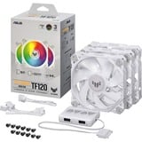 ASUS TUF GAMING TF120 ARGB WHITE EDITION 3IN1 Computerkabinet Luftkøler 12 cm Hvid 3 stk, Sag fan Hvid, Luftkøler, 12 cm, 250 rpm, 1900 rpm, Hvid