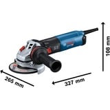 Bosch GWS 17-125 S INOX vinkelsliber 12,5 cm 7800 rpm 1700 W 2,2 kg Blå/Sort, 7800 rpm, 12,5 cm, Vekselstrøm, 2,2 kg, Børsteløs motor