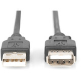 Digitus USB 2.0 forlængerledning, USB-A stik > USB-A hunstik Sort