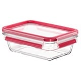 Emsa CLIP & CLOSE N10406 Rektangulær Kasse 0,7 L Transparent 1 stk, Boks gennemsigtig/Rød, Kasse, Rektangulær, 0,7 L, Transparent, Glas, 420 °C
