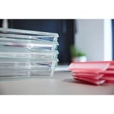 Emsa CLIP & CLOSE N10406 Rektangulær Kasse 0,7 L Transparent 1 stk, Boks gennemsigtig/Rød, Kasse, Rektangulær, 0,7 L, Transparent, Glas, 420 °C