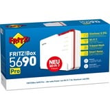 FRITZ! 5690 Pro Trådløse Routere, Fiberoptisk router Box 5690 Pro, Wi-Fi 7 (802.11be), Tri-band (2,4 GHz / 5 GHz / 5 GHz), Ethernet LAN, Hvid, Bordplade router