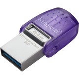 Kingston DataTraveler microDuo 3C USB-nøgle 64 GB USB Type-A / USB Type-C 3.2 Gen 1 (3.1 Gen 1) Lilla, Rustfrit stål, USB-stik Violet/gennemsigtig, 64 GB, USB Type-A / USB Type-C, 3.2 Gen 1 (3.1 Gen 1), 200 MB/s, Andet, Lilla, Rustfrit stål