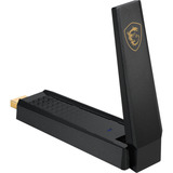 MSI AXE5400 interface-kort/adapter USB 2.0, Wi-Fi-adapter USB Type-A, USB 2.0, Hanstik, Sort, Windows 10, Windows 11, 102 mm
