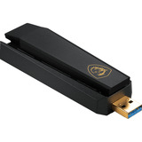 MSI AXE5400 interface-kort/adapter USB 2.0, Wi-Fi-adapter USB Type-A, USB 2.0, Hanstik, Sort, Windows 10, Windows 11, 102 mm