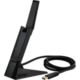 MSI AXE5400 interface-kort/adapter USB 2.0, Wi-Fi-adapter USB Type-A, USB 2.0, Hanstik, Sort, Windows 10, Windows 11, 102 mm
