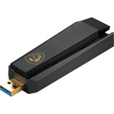 MSI AXE5400 interface-kort/adapter USB 2.0, Wi-Fi-adapter USB Type-A, USB 2.0, Hanstik, Sort, Windows 10, Windows 11, 102 mm