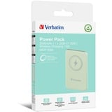 Verbatim Charge 'n' Go Lithium polymer (LiPo) 5000 mAh Trådløs opladning Grøn, Power Bank lysegrøn, 5000 mAh, Lithium polymer (LiPo), Quick Charge 3.0, Trådløs opladning, Grøn