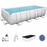 Bestway Power Steel 56466 swimmingpool til over jorden Indrammet pool Rektangulær 14812 L Blå, Grå, Swimming pool grå/Blå, 14812 L, Indrammet pool, Stige, Blå, Grå, 119,5 kg