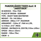 COBI Panzerjäger Tiger Ausf. B Jagdtiger, Bygge legetøj 