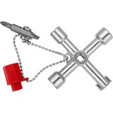 KNIPEX 00 11 03 nøgle til hjælpe- & kontrolskab, Topnøgle Metallic, Rød, Støbt zink, 4 ben, 4 hoved(er), Cirkel, Firkant, Trekant, 5,6,8 mm