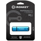 Kingston IronKey Vault Privacy 50 32 GB, USB-stik Lyseblå/Sort