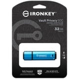 Kingston IronKey Vault Privacy 50 32 GB, USB-stik Lyseblå/Sort
