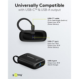 goobay Powerbank 10.000 mAh, integreret USB-C kabel 13 cm, 20 watt, Power Bank Sort