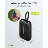 goobay Powerbank 10.000 mAh, integreret USB-C kabel 13 cm, 20 watt, Power Bank Sort