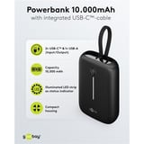 goobay Powerbank 10.000 mAh, integreret USB-C kabel 13 cm, 20 watt, Power Bank Sort