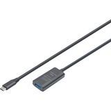 Digitus Aktivt USB 3.2 Gen 1 forlængerledning, USB-C stik > USB-A stik Sort