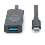 Digitus Aktivt USB 3.2 Gen 1 forlængerledning, USB-C stik > USB-A stik Sort