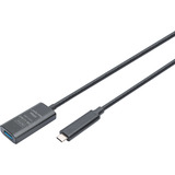 Digitus Aktivt USB 3.2 Gen 2 forlængerledning, USB-C stik > USB-A stikdåse Sort
