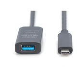 Digitus Aktivt USB 3.2 Gen 2 forlængerledning, USB-C stik > USB-A stikdåse Sort