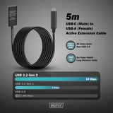 Digitus Aktivt USB 3.2 Gen 2 forlængerledning, USB-C stik > USB-A stikdåse Sort