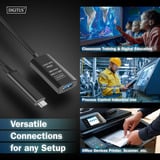 Digitus Aktivt USB 3.2 Gen 2 forlængerledning, USB-C stik > USB-A stikdåse Sort