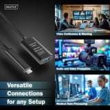 Digitus Aktivt USB 3.2 Gen 2 forlængerledning, USB-C stik > USB-A stikdåse Sort