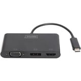 Digitus DA-70859 interface hub USB 3.2 Gen 1 (3.1 Gen 1) Type-C, Adapter Sort, USB 3.2 Gen 1 (3.1 Gen 1) Type-C, DisplayPort, HDMI, VGA, 0,11 m, Kina, USB, 84 mm