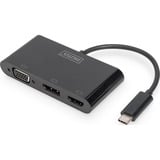 Digitus DA-70859 interface hub USB 3.2 Gen 1 (3.1 Gen 1) Type-C, Adapter Sort, USB 3.2 Gen 1 (3.1 Gen 1) Type-C, DisplayPort, HDMI, VGA, 0,11 m, Kina, USB, 84 mm