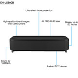 Epson EH-LS800B Ultrakort projektor med kort projiceringsafstand 4000 ANSI lumens 3LCD 4K+ (5120x3200) Sort, Laser projektor Sort, 4000 ANSI lumens, 3LCD, 4K+ (5120x3200), 2500000:1, 16:9, 2032 - 3810 mm (80 - 150")