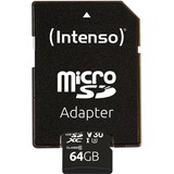 Intenso 3433490 hukommelseskort 64 GB MicroSDXC UHS-I Klasse 10 64 GB, MicroSDXC, Klasse 10, UHS-I, 100 MB/s, 45 MB/s