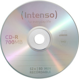 Intenso CD-R 700MB 25 stk, Cd'er 52x, CD-R, 120 mm, 700 MB, Kageæske, 25 stk