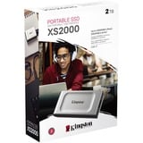 Kingston 2000G PORTABLE SSD XS2000, Solid state-drev Sølv/Sort, 2 TB, USB Type-C, 3.2 Gen 2 (3.1 Gen 2), 2000 MB/s, Sort, Sølv