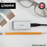Kingston 2000G PORTABLE SSD XS2000, Solid state-drev Sølv/Sort, 2 TB, USB Type-C, 3.2 Gen 2 (3.1 Gen 2), 2000 MB/s, Sort, Sølv
