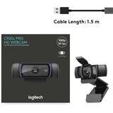 Logitech C920 PRO HD webcam 1920 x 1080 pixel USB Sort Sort, 1920 x 1080 pixel, 30 fps, 720p,1080p, USB, Sort, Klip/stand